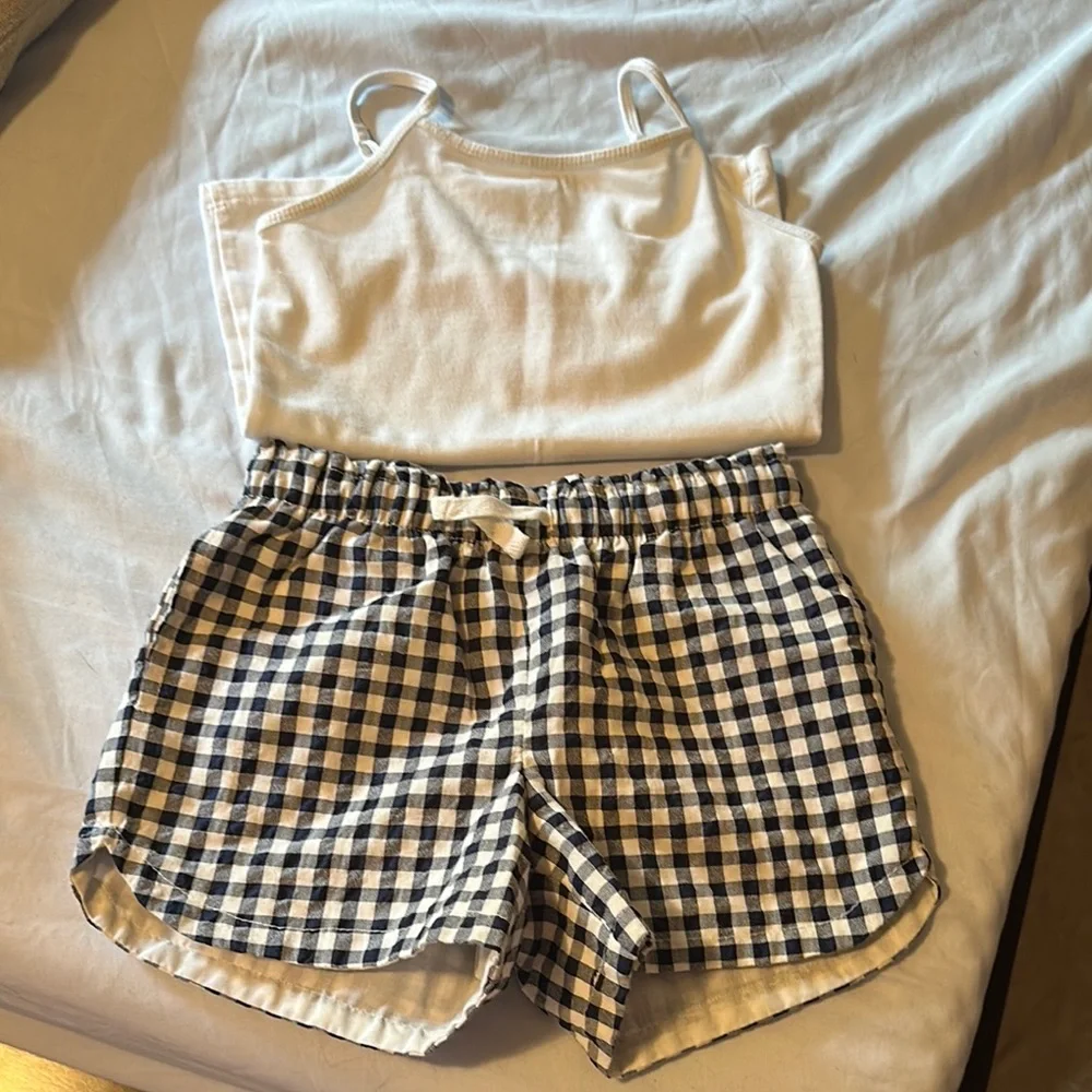 Cat & Jack White and Blue Gingham Kids Matching Set